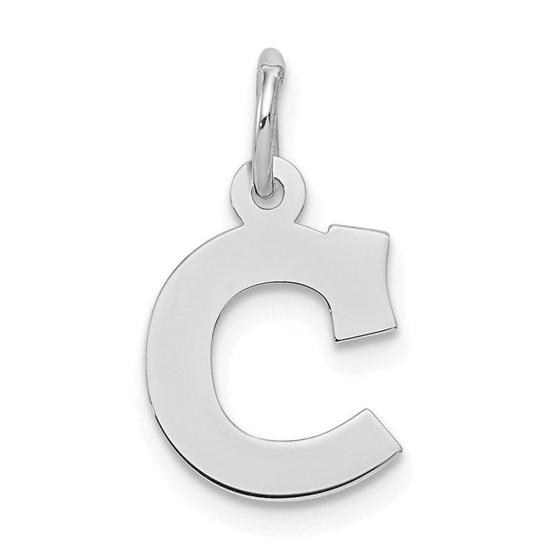 Sterling Silver Rhodium-plated Block Letter C Initial Charm_voghion.com