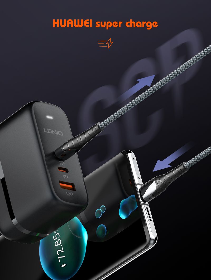 65W USB C GaN Charger With 3 Ports International EU UK US AU Travel Plug Adapter Power Cord_voghion.com