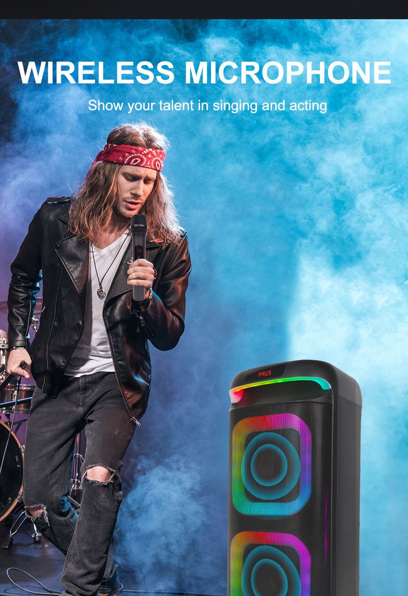 ZQS8257 Multifunctional Dual 8-inch Multifunctional Audio Home Outdoor Karaoke Wireless Bluetooth Speaker_voghion.com