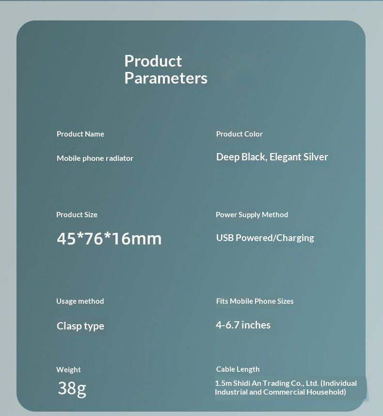 Digitex New Model Phone Cooler Semiconductor Artifact Air Cooling Charging Ultra Quiet Noiseless Clip-on Back Clip Fan_voghion.com