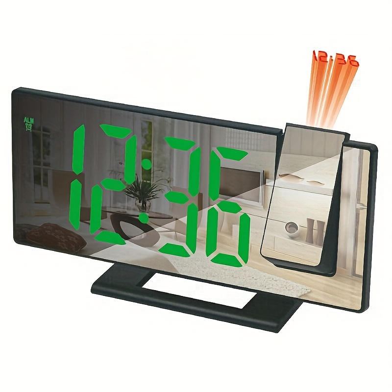1 kom, LED sat s ogledalom, veliki 3D projekcijski budilnik s ogledalom, prikazom temperature i automatskim podešavanjem svjetline - idealan za spavaću sobu i korištenje uz krevet_voghion.com