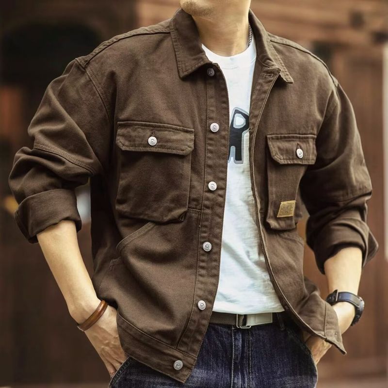 Men's Clothing Denim Jacket Men Loose Work Jacket New Spring Youth Casual Men's Tops_voghion.com