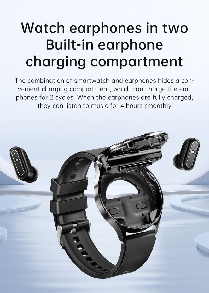 X10 Smartwatch With Bluetooth Earbuds 2-in-1 TWS Wireless Dual Ear Calling Music Fitness Tracker For Android, Heart Rate Monitor, Step Counter,_voghion.com