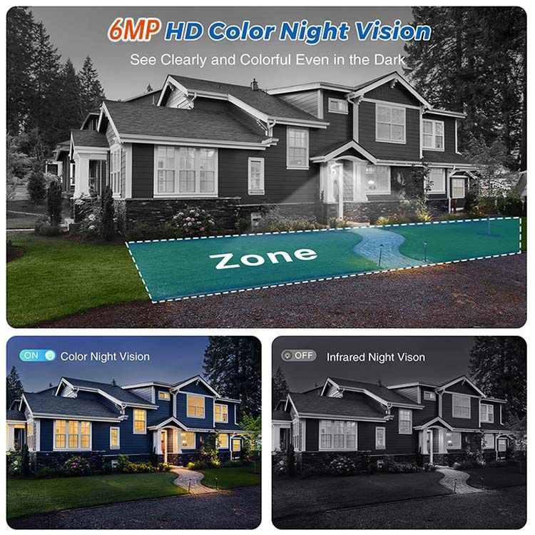 360° 3-Panel Outdoor Security Camera With 5G WiFi, 6MP HD, Full-Color Night Vision, Motion Detection, And Weatherproof Design_voghion.com
