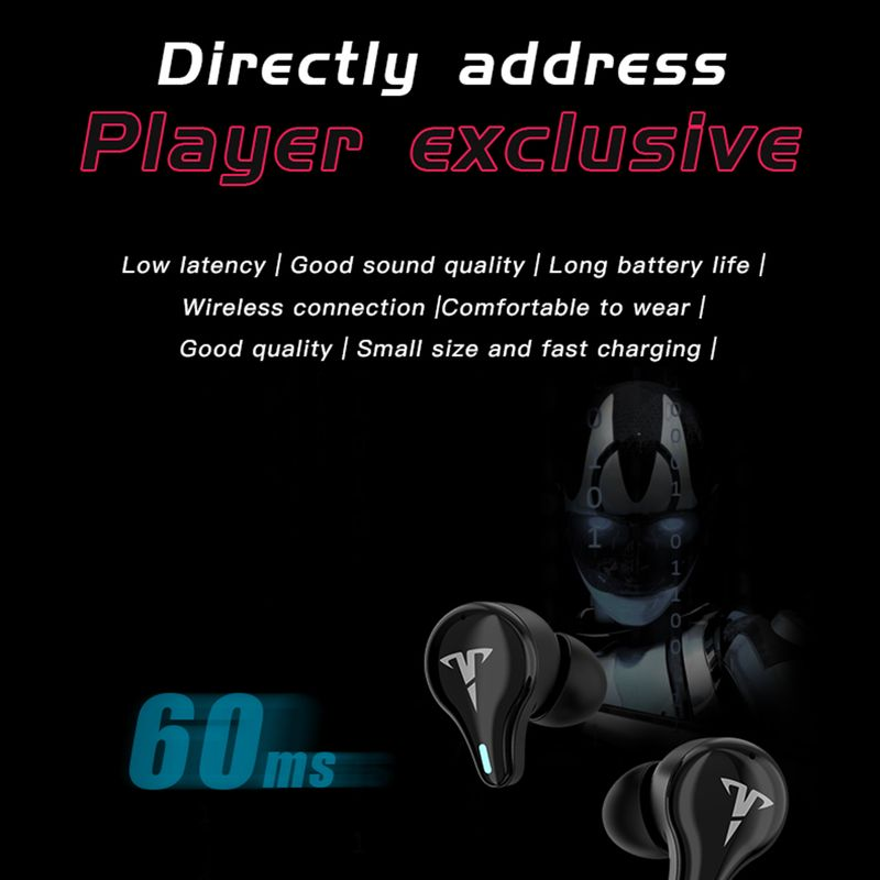 TWS Bluetooth-kompatibel V 5,1 8D Stereo Niedrige Latenz Kopfhörer Drahtlose Headsets Musik Ohrhörer mit Mikrofon für Gaming_voghion.com