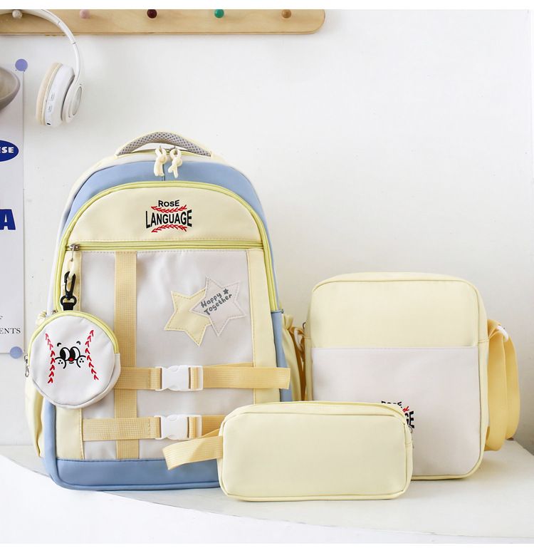 Kinderrucksäcke für Mädchen, große Kapazität, süßer Rucksack für Grund- und weiterführende Schulen, passend für alle Altersgruppen, niedlicher Rucksack mit Kontrastfarben-Design_voghion.com