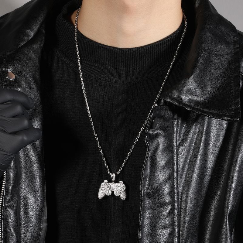 Collier avec pendentif en forme de console de jeu créative de rue, style hip-hop, nouvelle personnalité, dessin animé d'enfance, collier en diamant_voghion.com