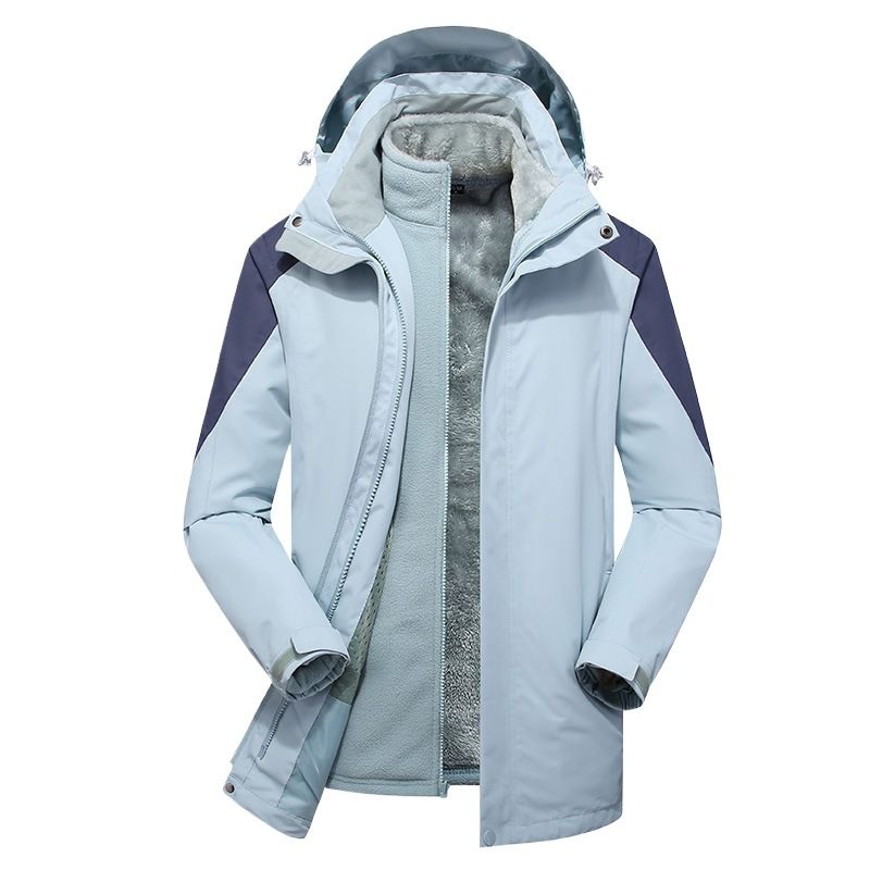 Giacca invernale 3 in 1 per uomo e donna, antivento, impermeabile, giacca da trekking staccabile, pile corallo spesso,_voghion.com