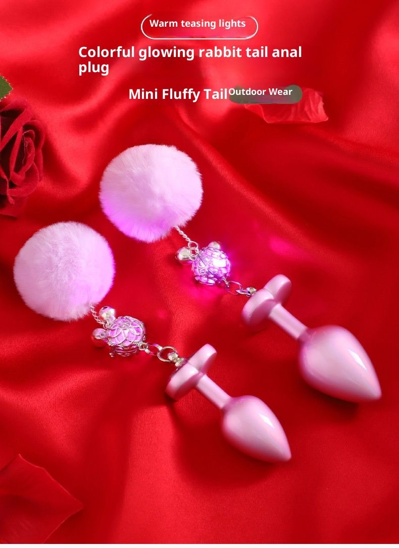 LuvBox LoveRing Love Ring Back Court Plug anale indossabile a forma di coda di coniglio con luce e campanello, staccabile, di piccole dimensioni, erotico SM_voghion.com