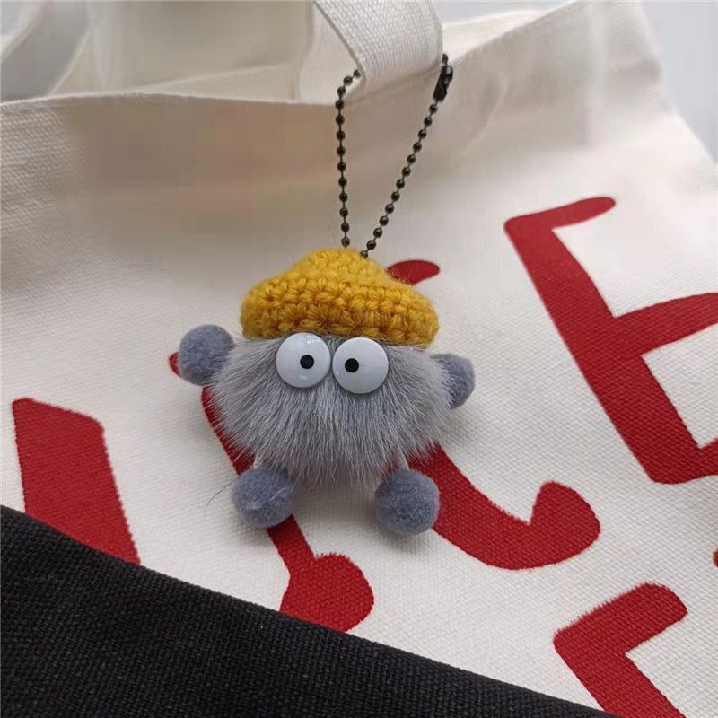 Dumb Small Coal Ball Plush Pendant Car Key Chain Pendant Cartoon Pendant Net Red Bag Plush Pendant_voghion.com