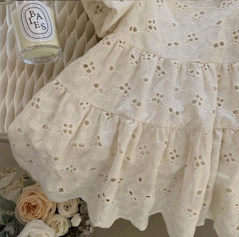 Mutter & Kinder Sommer eltern-kind-spitze kleid mutter-tochter kleid mode atmungsaktiv haut-freundliche reine baumwolle reise rock_voghion.com