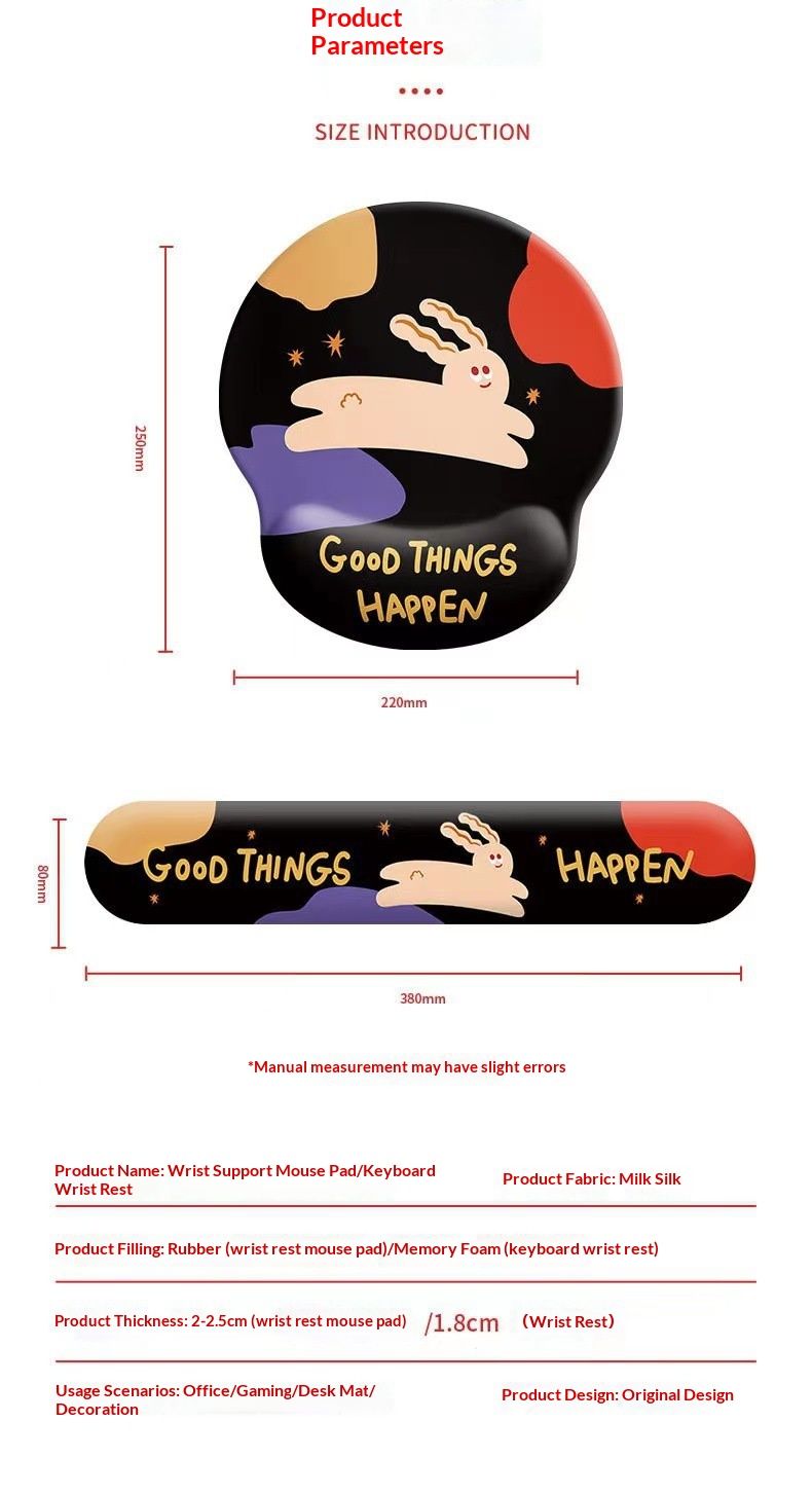 NeoGear Original Hasen-Mauspad, Handgelenkauflage für Tastatur und Maus, aus Gummi, für Damen und Herren, Bürogeschenk, kulturell und kreativ, Cartoon-Motiv_voghion.com