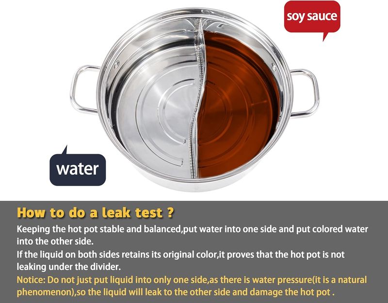 Shabu Shabu Pot, 4.5 Qt 304 Stainless Steel Hot Pot With Divider, 11.8 Inches Soup Cookware For Induction Cooktop, Gas Stove_voghion.com