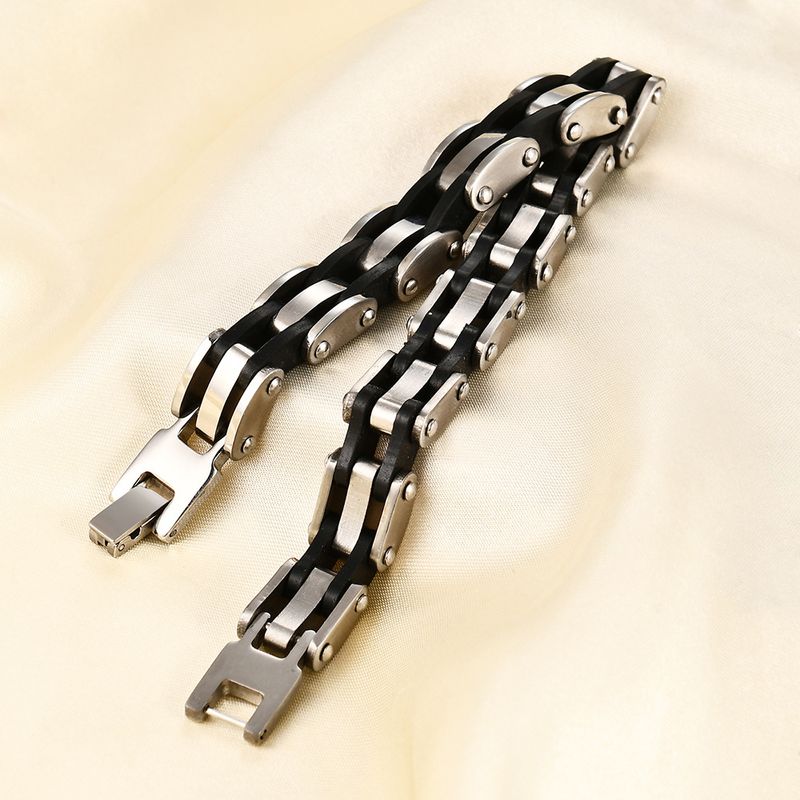 Women's Jewelry Fashion Stainless Steel Bracelet Punk Multi Layer Simple Versatile Silicone Bracelet_voghion.com