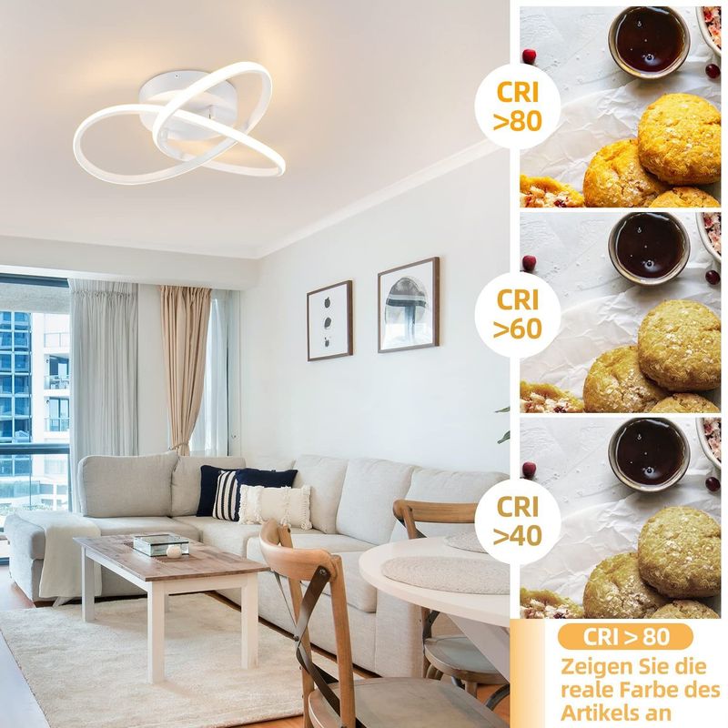 Glitzerlife LED Deckenlampe Weiß Dimmbar Deckenleuchte -33W Schlafzimmerlampe Modern Mit Fernbedienung Wohnzimmerlampe 40CM Geometrie Design Für Küche Flur Studio_voghion.com