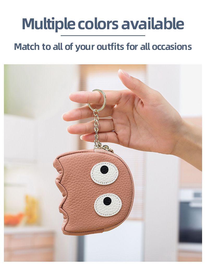 Niche design ins cute Japanese and Korean soft top layer cowhide coin purse mini cartoon leather small bag_voghion.com