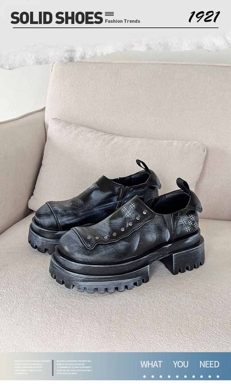 Gothic Nieten Beliebte Lederschuhe Derby-Schuhe Low-Top Dickbesohlte Erhöhung Casual Herrenschuhe_voghion.com