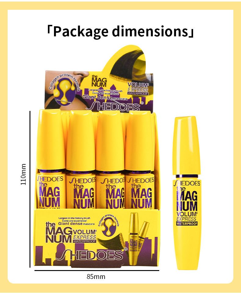 SHEDOES Populær Gul Fat Eye Sort Vandtæt Lang Krøllet Tyk Naturlig og Holdbar_voghion.com