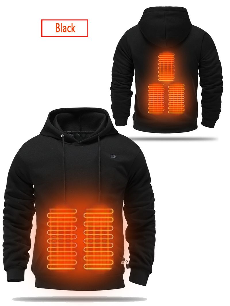 Sweat-shirt chauffant à capuche pour homme, vêtement d'hiver chauffant, vêtement chauffant USB, vêtement chaud de loisirs en plein air, chauffage électrique_voghion.com