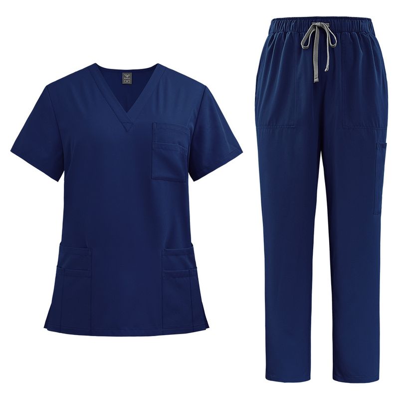 Neue medizinische Overalls mit V-Ausschnitt und geteilter Hose mit gerader Tasche für Damen, Toilettenartikel für Herren und Damen_voghion.com
