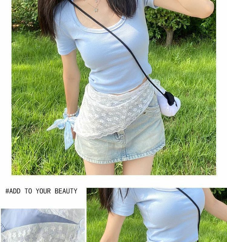 Korean 2025 New Spring Summer Heavy Lace Trim Shorts Apron Pants Skirt_voghion.com
