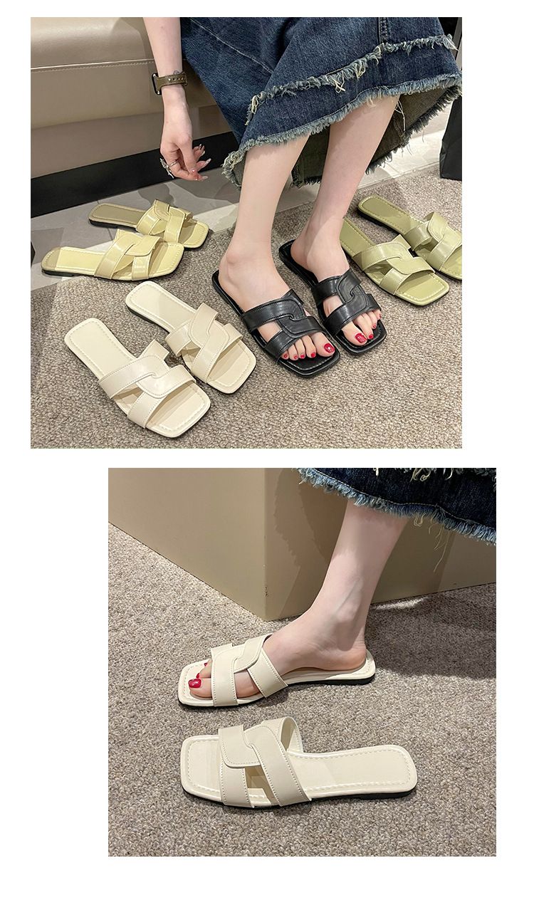 Summer new European and American style 2024 cross strap slippers women's flat simple flip flops fashion net red ins_voghion.com