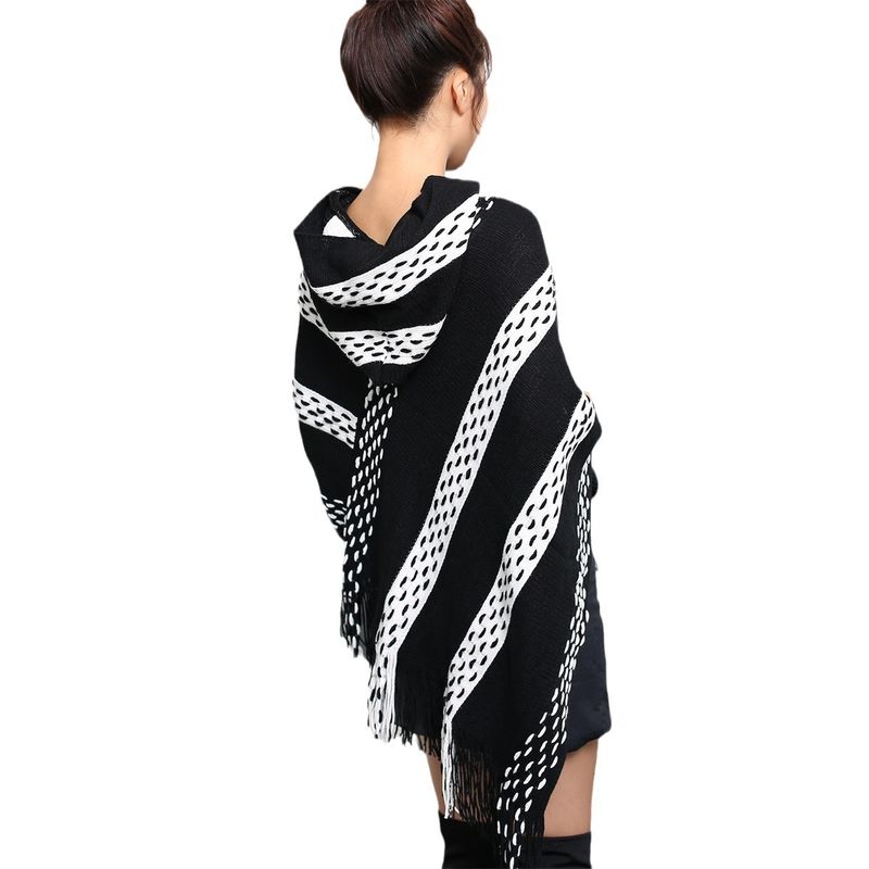 2023 Hat Spring and Autumn Cloak Versatile Coat Women's Sweater Scarf Shawl Two tone Knitted Shirt_voghion.com