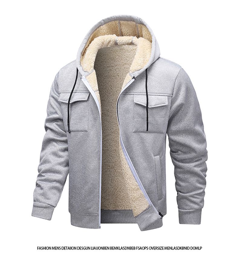 Übergroße Arbeitsjacke mit Fleecefutter für Herren – Verdickter Wintermantel mit mehreren Taschen, Streetwear-Stil_voghion.com