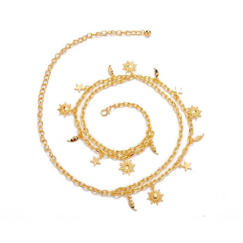Bijoux transfrontaliers européens et américains chaîne de corps de mode personnalisée étoile lune soleil simple double chaîne de taille chaîne de poitrine décoration_voghion.com