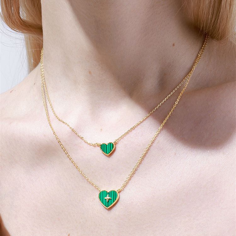 Collana in quarzo rosa con ciondolo a forma di cuore in argento S925 con ciondolo rosa a forma di cuore impilabile, stile Ins_voghion.com