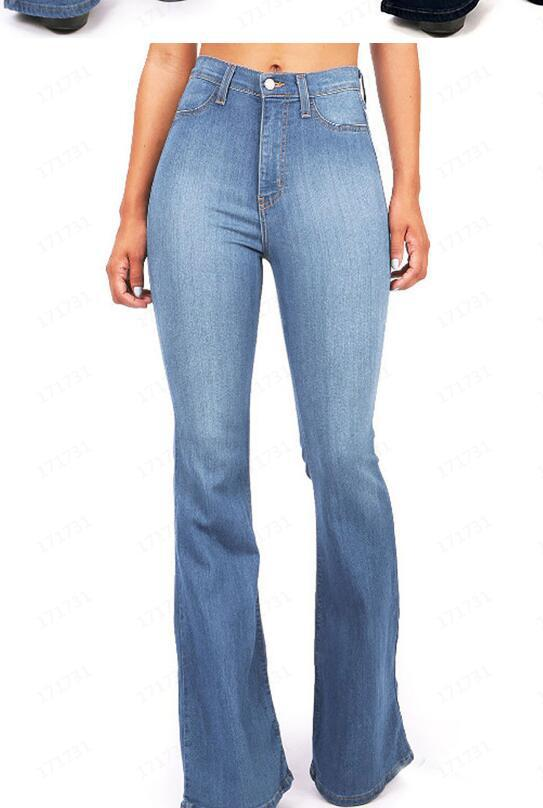jeans bootcut de cintura alta para mulheres, calças largas, justas, longas e flare_voghion.com