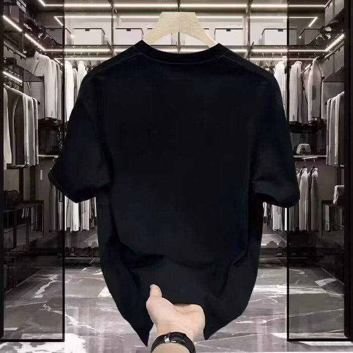 T-shirt estiva a maniche corte in puro cotone per uomo, nuova, con stampa, versatile, girocollo, ampia e alla moda._voghion.com