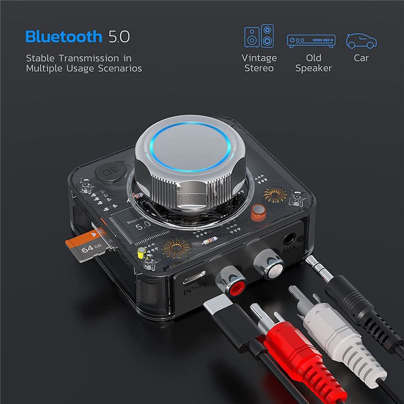 Bluetooth 5.0 audio prijemnik 3D stereo glazbeni bežični adapter TF kartica RCA 3,5 mm 3,5 AUX priključak za automobilski komplet žičani zvučnik slušalice_voghion.com