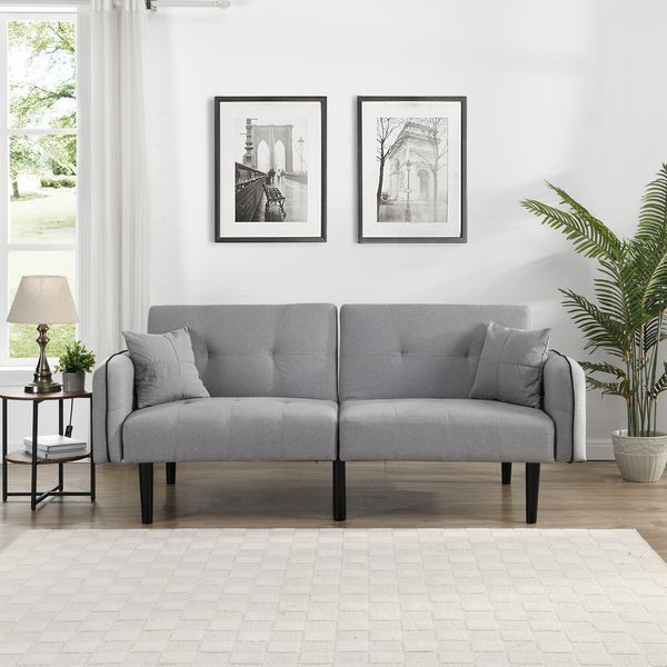 Folding Ottoman Sofa Bed With Stereo Gray_voghion.com