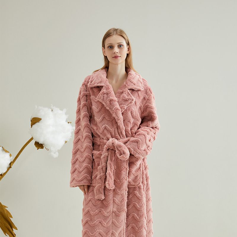 Einfaches und bequemes Nachthemd für Damen im Herbst und Winter, lange Stile, verdickt_voghion.com