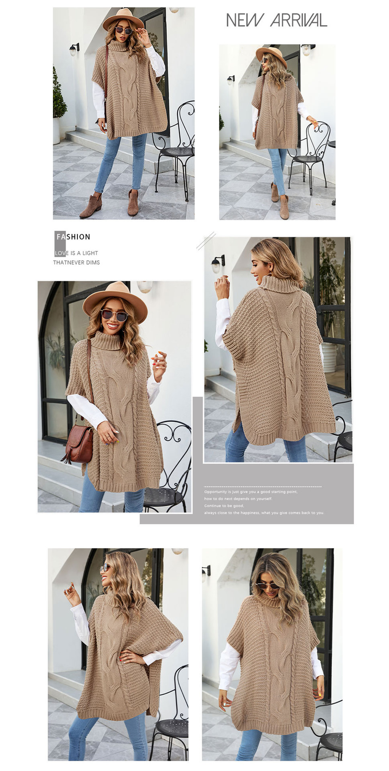 Women's clothing Turtle Neck Twist Shawl Women's Sweater Women's Loose Round Neck Sweater Women_voghion.com