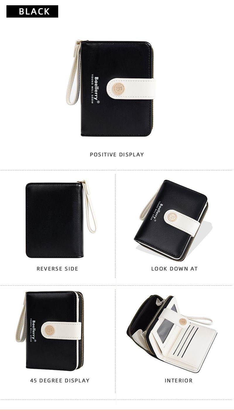 Damentaschen Neue Art Geldbörse Damen Kurze Mode Kleine Multi-Kartensteckplätze Reißverschluss Münzgeldbörse Ins Kontrastfarbe Kartentasche_voghion.com