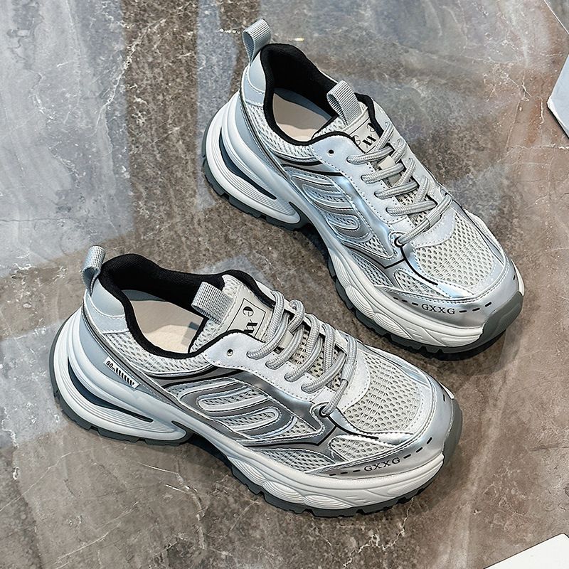 Europäische Echtem Leder Dicken Sohlen Papa Für Frauen 2025 Frühen Frühling Koreanische Version Vielseitig Atmungsaktiv Casual Mesh_voghion.com