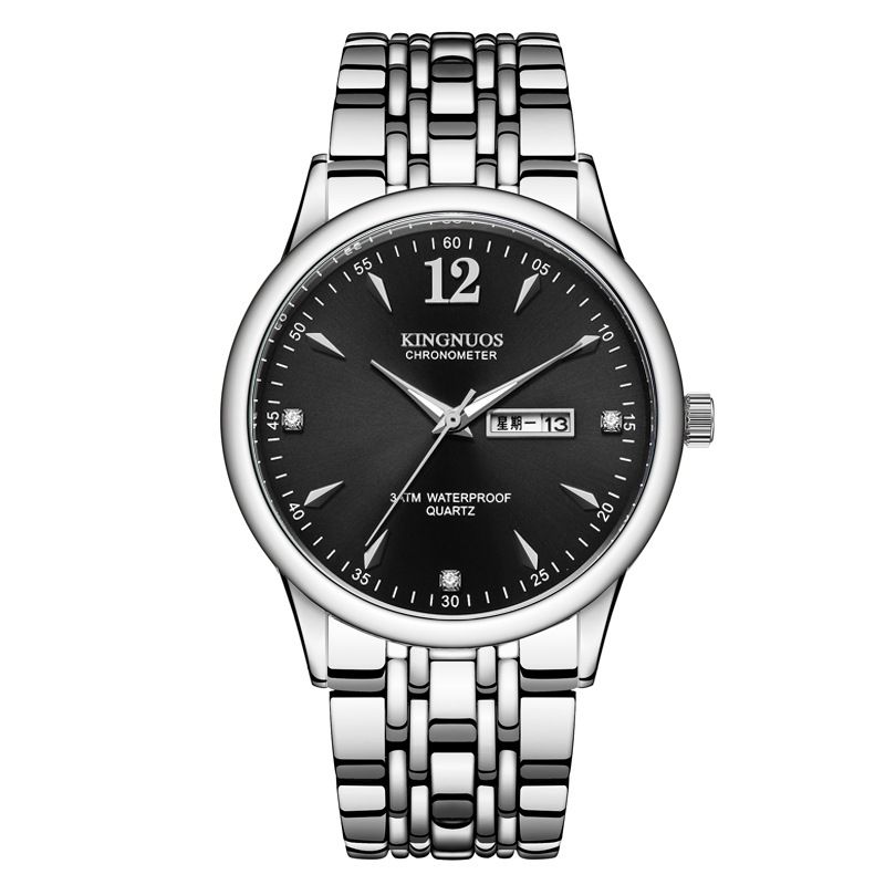 Simple Fasion Fres Casual Quartz Couple Watces Steel Band Dual Calendar Men's Luminous Waterproof Trendy Women's_voghion.com