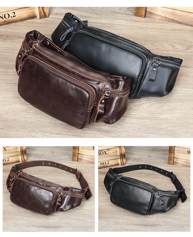 Men's Genuine Leather Waist Bag - Premium Crossbody Sling Bag For Outdoor & Daily Use - Stylish & Durable With Multipurpose Design_voghion.com