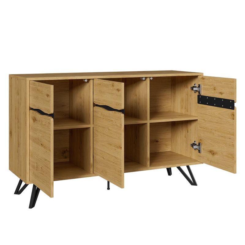 Buffet 3 niveaux en bois avec pieds en métal – Design moderne, grand espace de rangement, résistant et facile à nettoyer – Convient pour salon, salle à manger, couloir_voghion.com