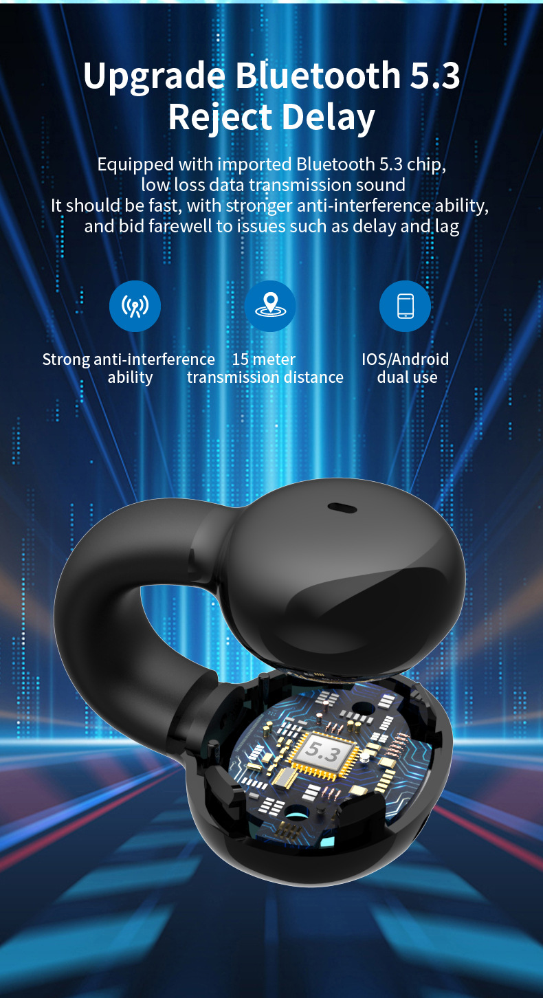 Nye øreklips YX03 Bluetooth-hodesett Trådløse øredobber med ett øre Utadvendt forretningssporthodesett_voghion.com