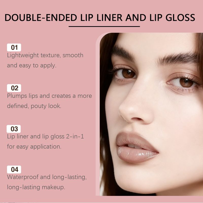 zephoco Bean Paste Color 2-in-1 Gloss Plumping Moisturizing Lip Liner Convenient Lightweight Hydrating Easy To Apply_voghion.com