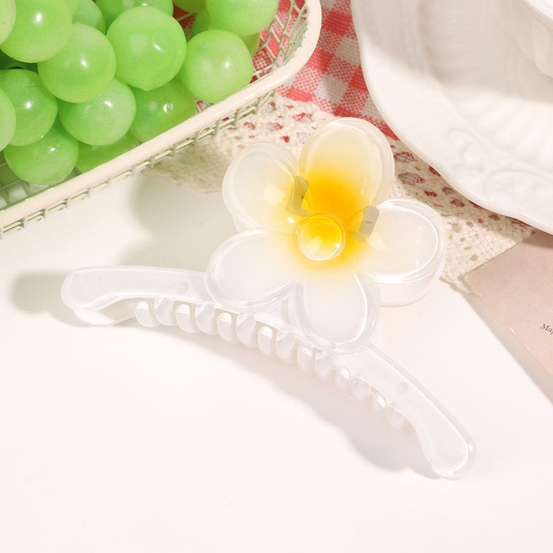 Fermaglio per capelli a forma di squalo con grande fiore a croce Plumeria Premium estivo - Accessorio per capelli con chignon posteriore_voghion.com