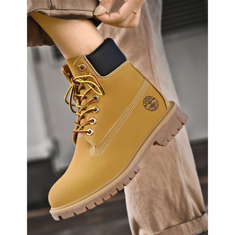 New Fall Outdoor Trend Retro Workwear Hiking Plus-size Mid-top Brown Pigskin Martens For Men_voghion.com