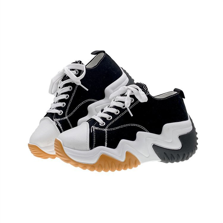 Thick-soled Low-cut Canvas Shoes Women's 23 Summer New Cross-border Foreign trade 43 large size breathable fashion lace-up casual old shoes_voghion.com