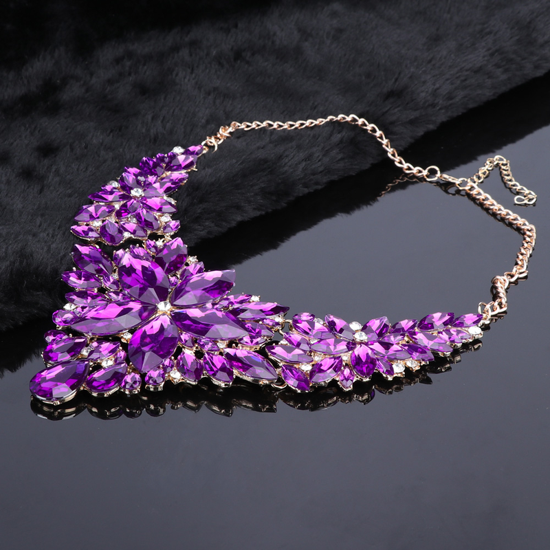 Kristall-Choker-Statement-Halskette, Ohrring-Schmuckset, Strass-Hochzeitsgeschenk, Frauen, Bräute, Abschlussball, Party_voghion.com