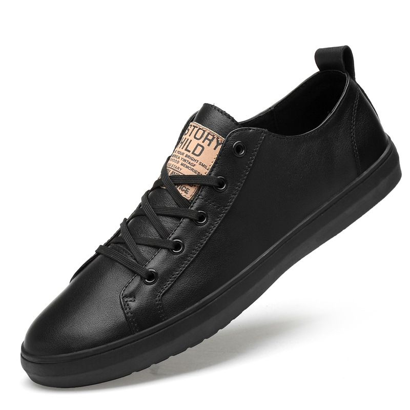 Scarpe da ginnastica basse da uomo, casual, alla moda, in pelle di mucca, con suola morbida, bianche, alla moda_voghion.com