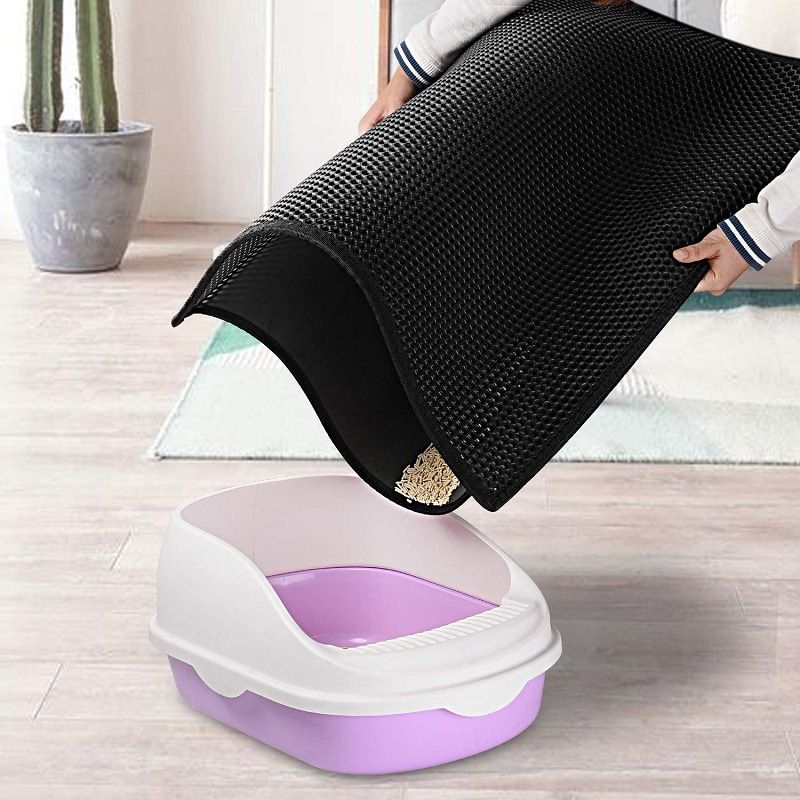 Double Layer Cat Litter Mat With Gift Waterproof Non-Slip Sand Pad Washable Pet Litter Box Mat Clean Bed Mat_voghion.com