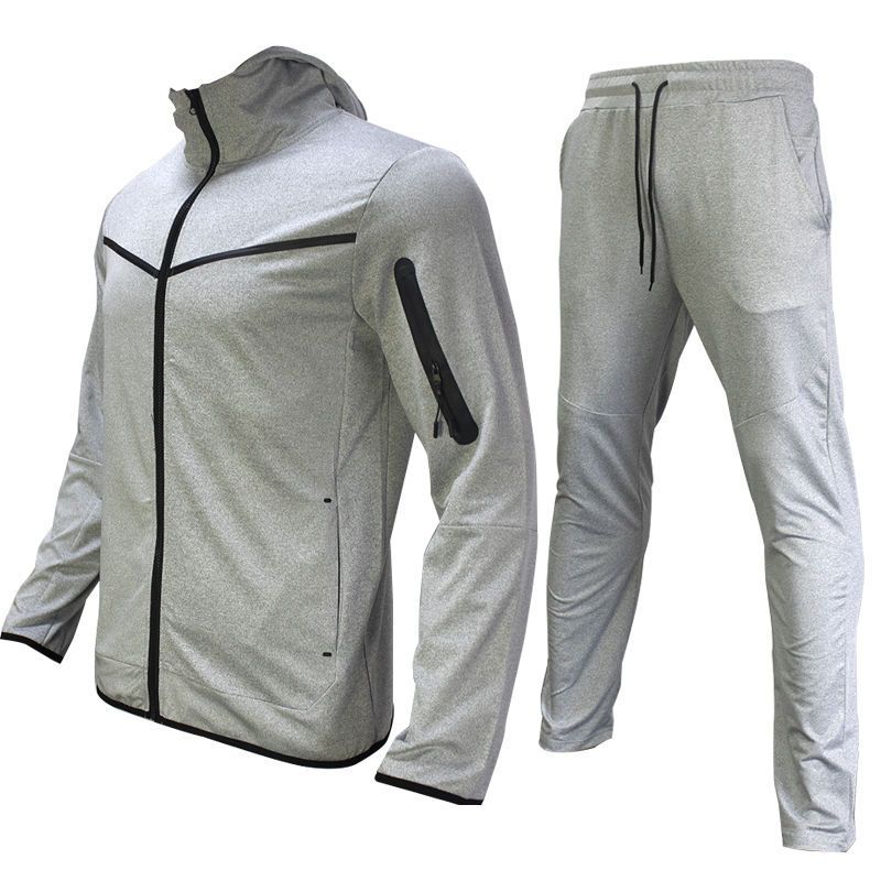 Lente en herfst complete set heren sportjas sweatshirt mouwen lange broek contrasterende cardigan capuchon los pak_voghion.com